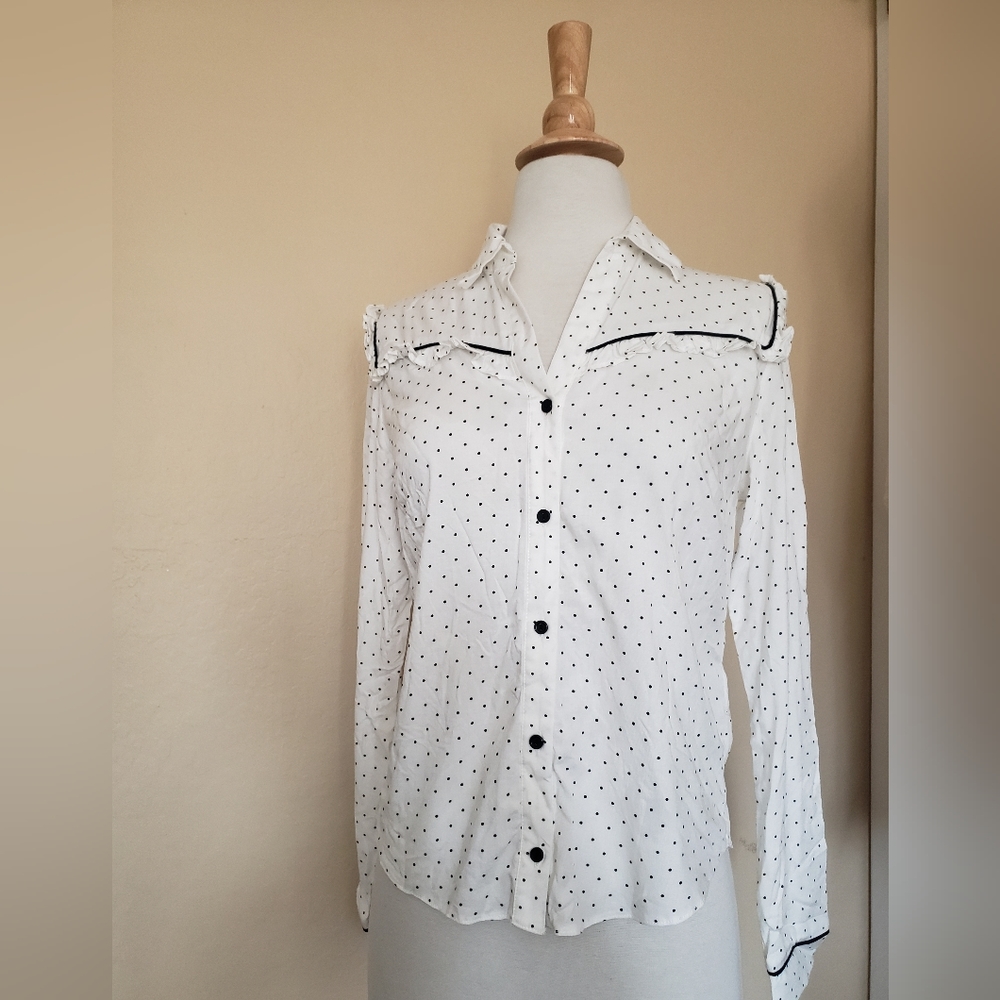 NWT Miss Selfridge Polk Dot Ruffle Blouse